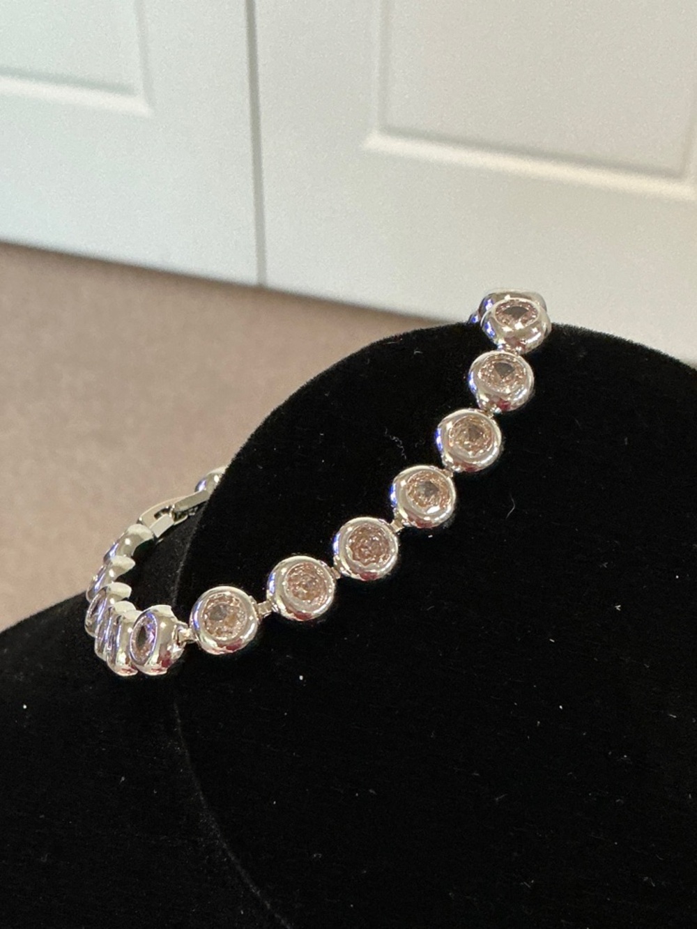 Silver Over Stainless Steel Bezel-Set Tennis Bracelet - Women Jewelry